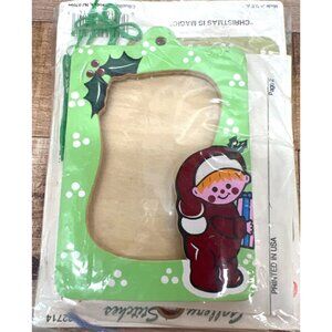 Christmas Cross-Stitch Kit With Frame - Child & Gift Design - Made In Taiwan